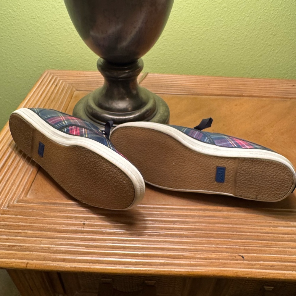 Keds Plaid Canvas Sneakers in Navy, Pink & Yellow - Picture 4 of 5